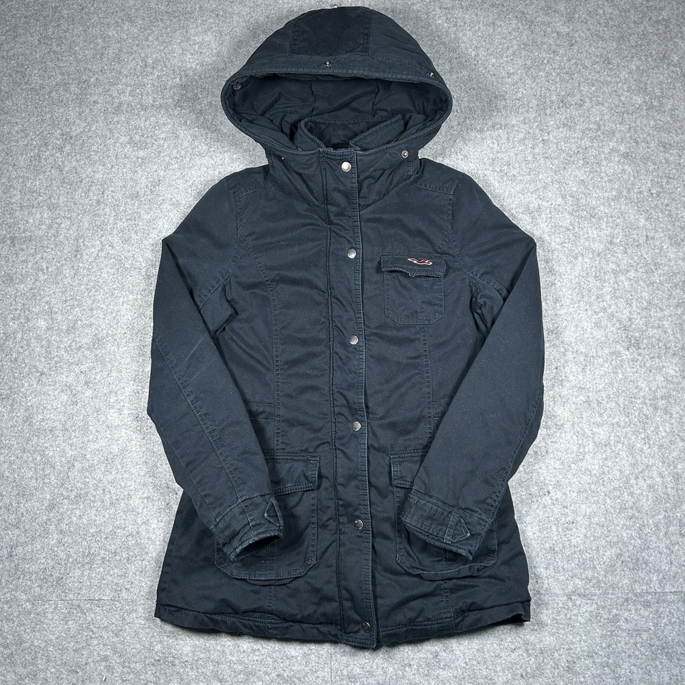 vintage Hollister Sherpa Lined Jacked Women's Size Large Navy Blue Hooded y2k